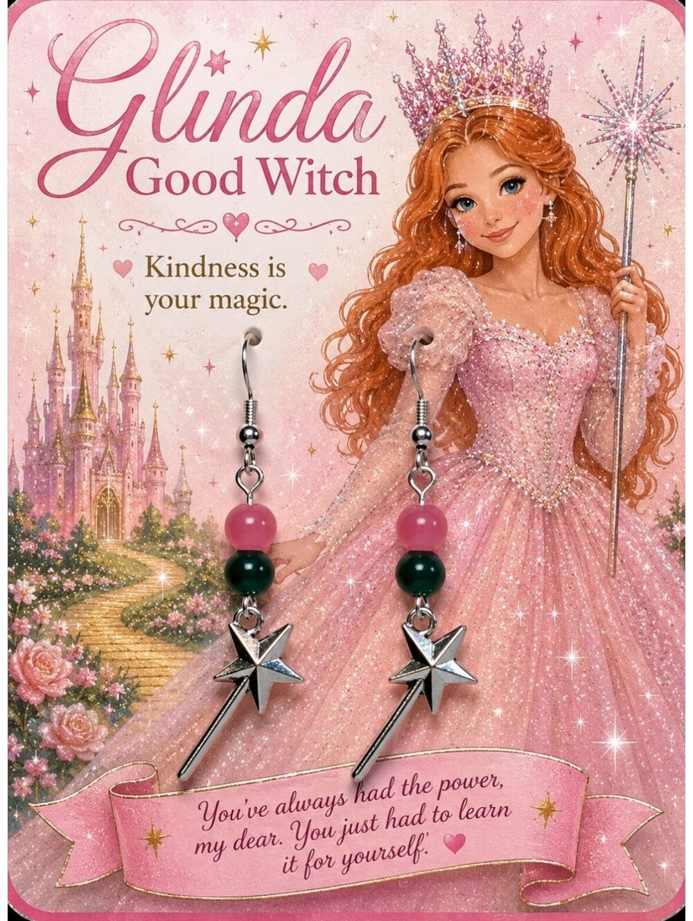 Wicked BFF Besties Glinda & Elphaba Friends Wand Earrings